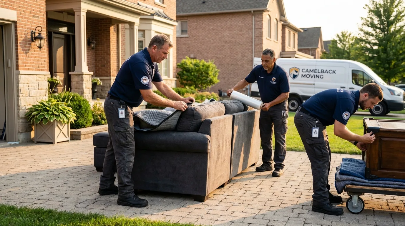 Large estate moving crew wrapping furniture in Atkins, VA