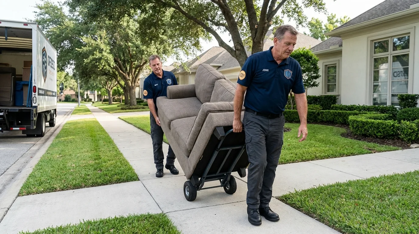 Local residential moving crew loading furniture in Atkins, VA